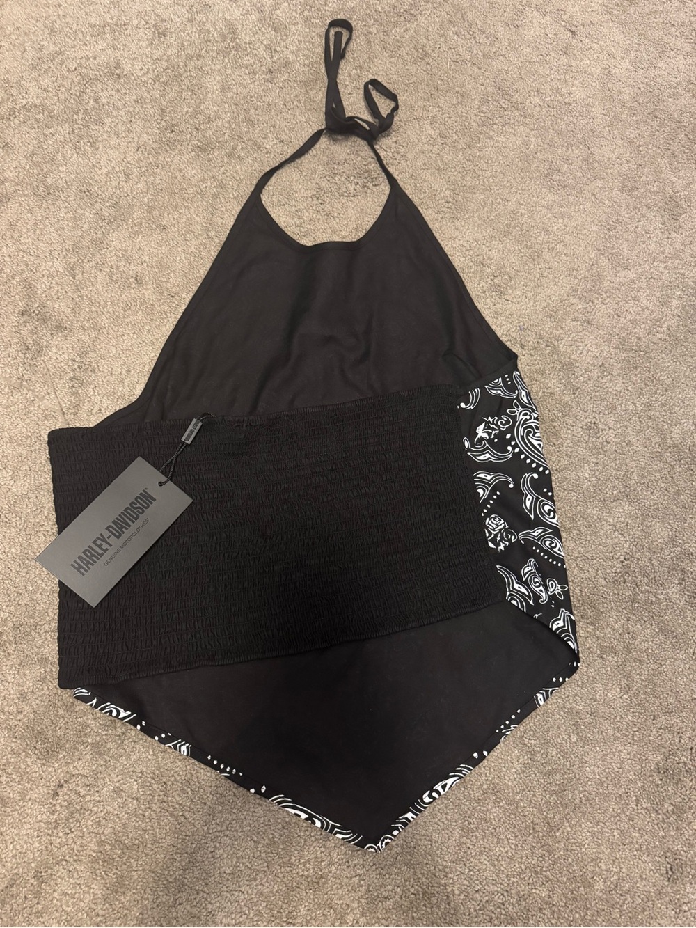 Harley-Davidson Black & White Bandana Halter Top - Picture 5 of 7